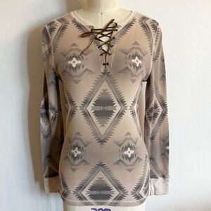 Ralph Lauren Beige Print Lace-Up Thermal